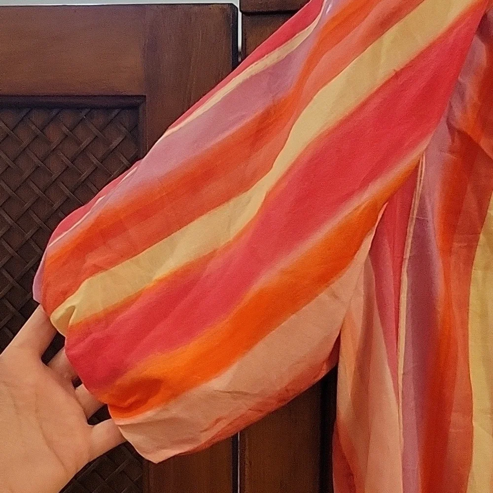 NWT ECRU Winslet Puff Sleeve Blouse Top in Efflorescent Vertical Stripes - M - Picture 3 of 9